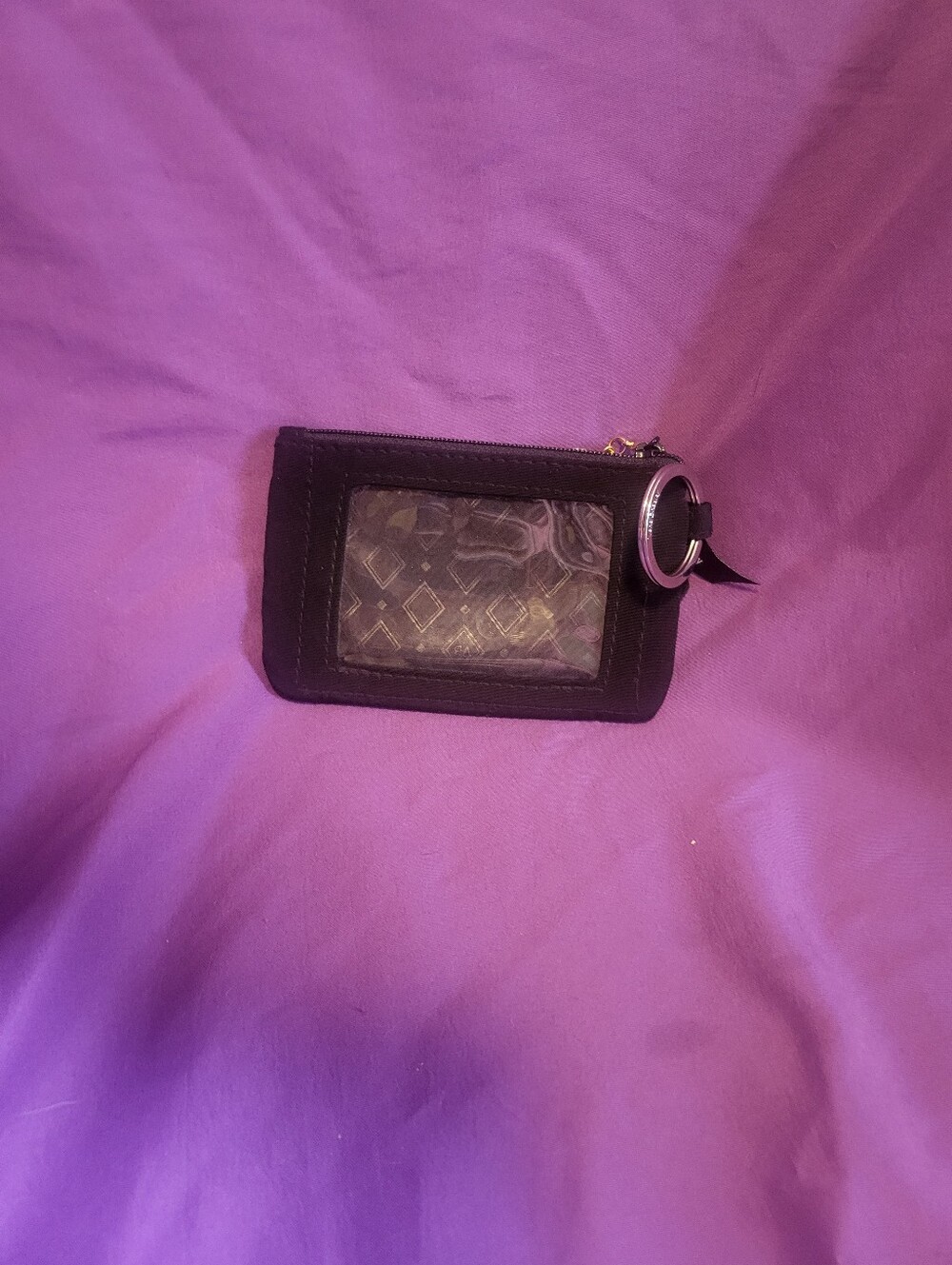 Vera Bradley Black Cardholder ID Wallet with Keyring